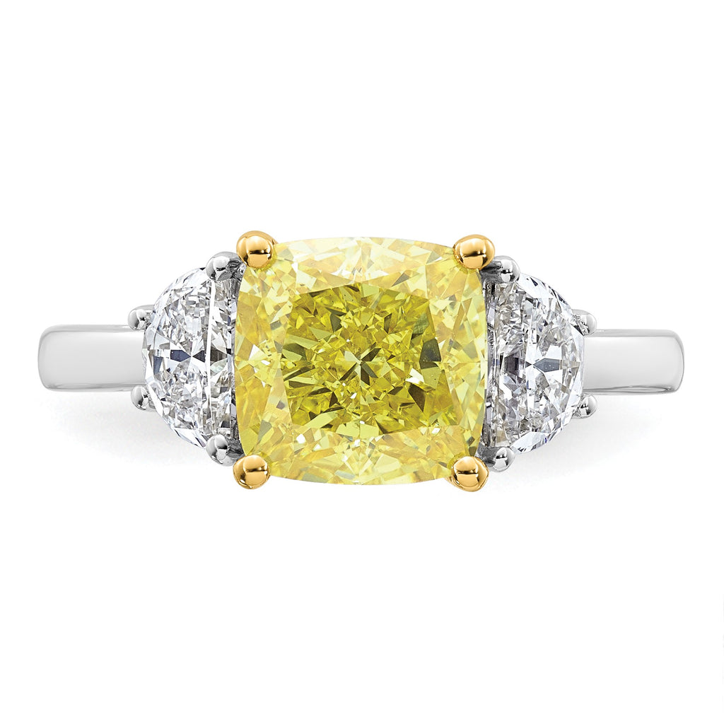 Cushion Lab-Grown Diamond Half Moon Engagement Ring in 14K Two-Tone Gold (3 3/4 ct. tw.), Size 7 - Sophia Jewelers