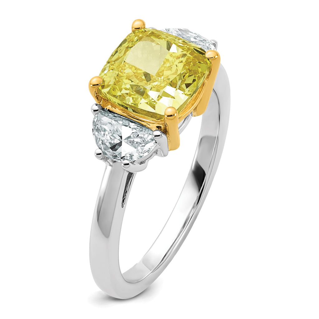Cushion Lab-Grown Diamond Half Moon Engagement Ring in 14K Two-Tone Gold (3 3/4 ct. tw.), Size 7 - Sophia Jewelers