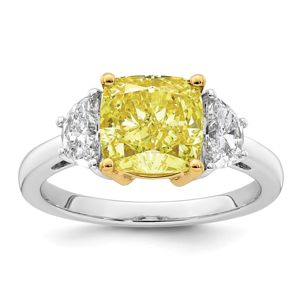 Cushion Lab-Grown Diamond Half Moon Engagement Ring in 14K Two-Tone Gold (3 3/4 ct. tw.), Size 7 - Sophia Jewelers