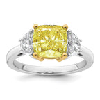 Cushion Lab-Grown Diamond Half Moon Engagement Ring in 14K Two-Tone Gold (3 3/4 ct. tw.), Size 7 - Sophia Jewelers