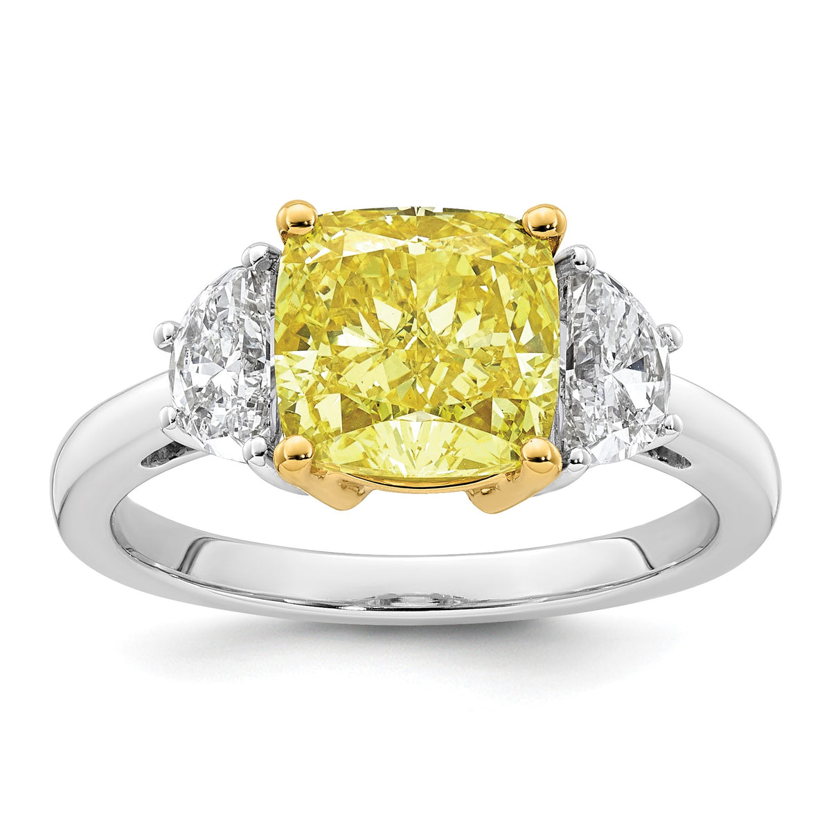 Cushion Lab-Grown Diamond Half Moon Engagement Ring in 14K Two-Tone Gold (3 3/4 ct. tw.), Size 7 - Sophia Jewelers