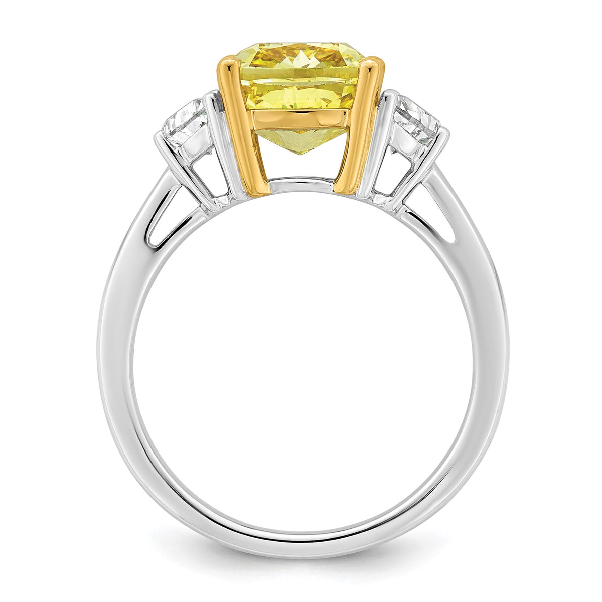 Cushion Lab-Grown Diamond Half Moon Engagement Ring in 14K Two-Tone Gold (4 1/4 ct. tw.), Size 7 - Sophia Jewelers