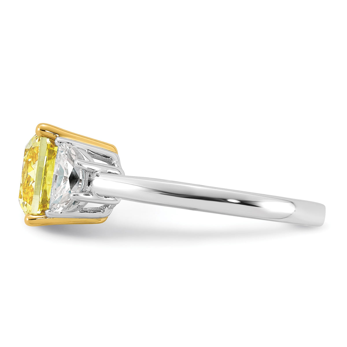 Cushion Lab-Grown Diamond Half Moon Engagement Ring in 14K Two-Tone Gold (4 1/4 ct. tw.), Size 7 - Sophia Jewelers