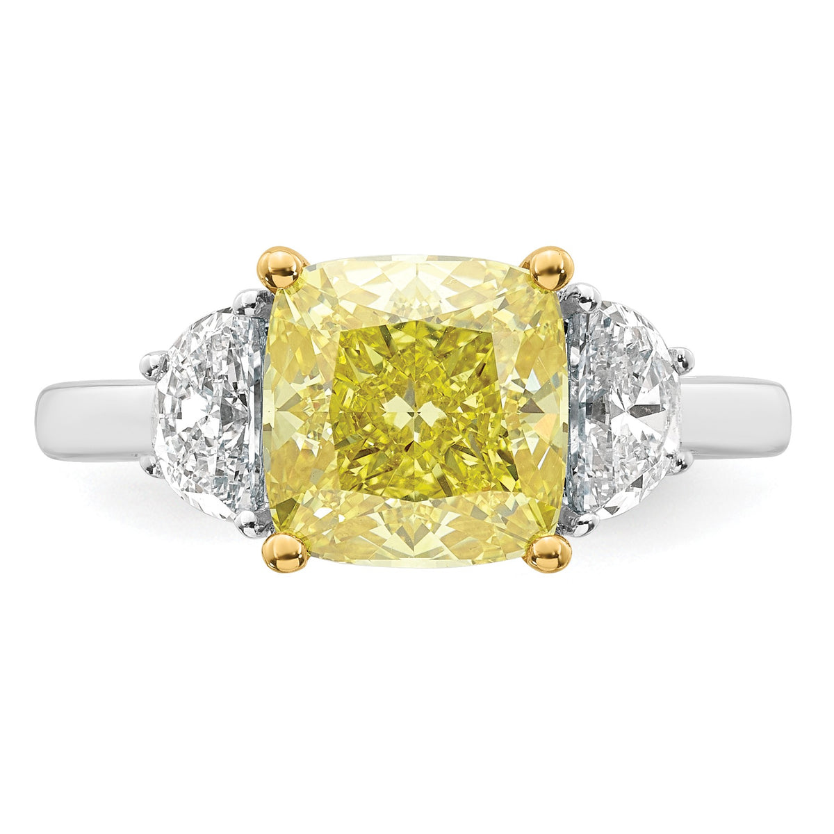 Cushion Lab-Grown Diamond Half Moon Engagement Ring in 14K Two-Tone Gold (4 1/4 ct. tw.), Size 7 - Sophia Jewelers