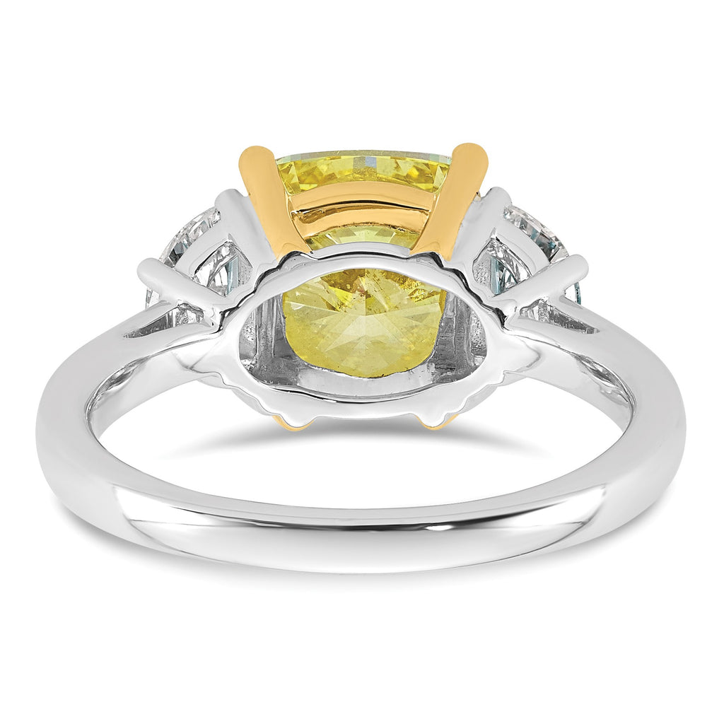 Cushion Lab-Grown Diamond Half Moon Engagement Ring in 14K Two-Tone Gold (4 1/4 ct. tw.), Size 7 - Sophia Jewelers
