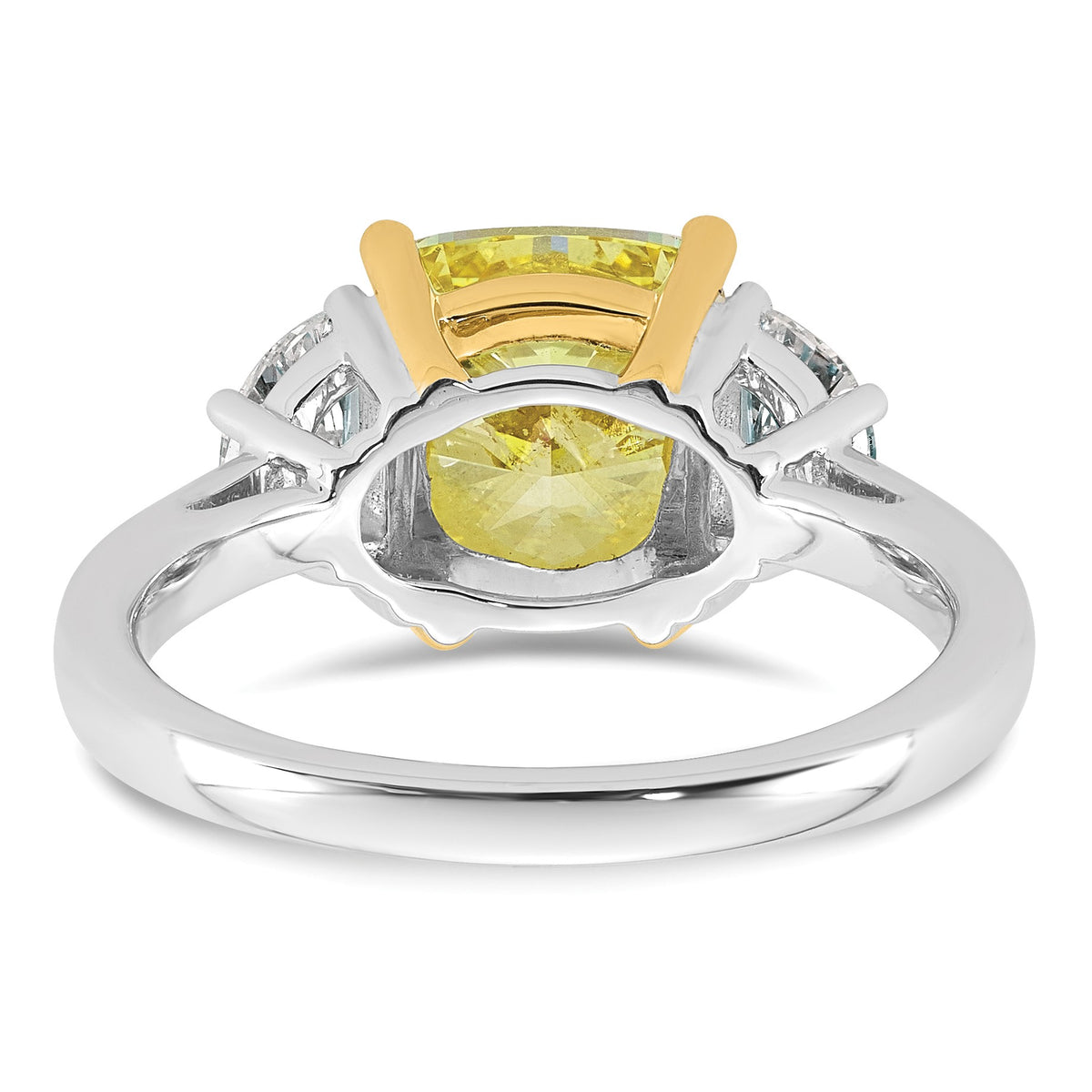Cushion Lab-Grown Diamond Half Moon Engagement Ring in 14K Two-Tone Gold (4 1/4 ct. tw.), Size 7 - Sophia Jewelers