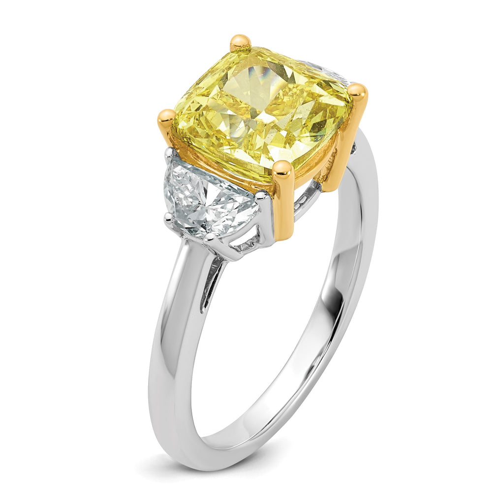 Cushion Lab-Grown Diamond Half Moon Engagement Ring in 14K Two-Tone Gold (4 1/4 ct. tw.), Size 7 - Sophia Jewelers