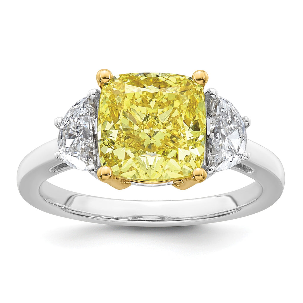 Cushion Lab-Grown Diamond Half Moon Engagement Ring in 14K Two-Tone Gold (4 1/4 ct. tw.), Size 7 - Sophia Jewelers