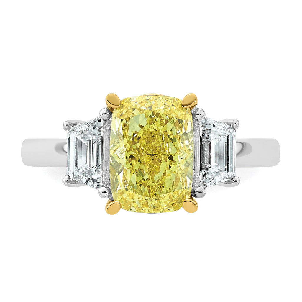 Cushion Lab-Grown Diamond Engagement Ring in 14K Two-Tone Gold (3 1/5 ct. tw.), Size 7 - Sophia Jewelers
