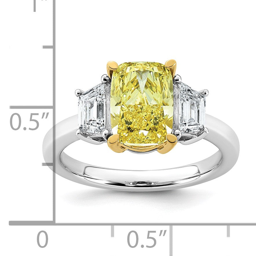 Cushion Lab-Grown Diamond Engagement Ring in 14K Two-Tone Gold (3 1/5 ct. tw.), Size 7 - Sophia Jewelers