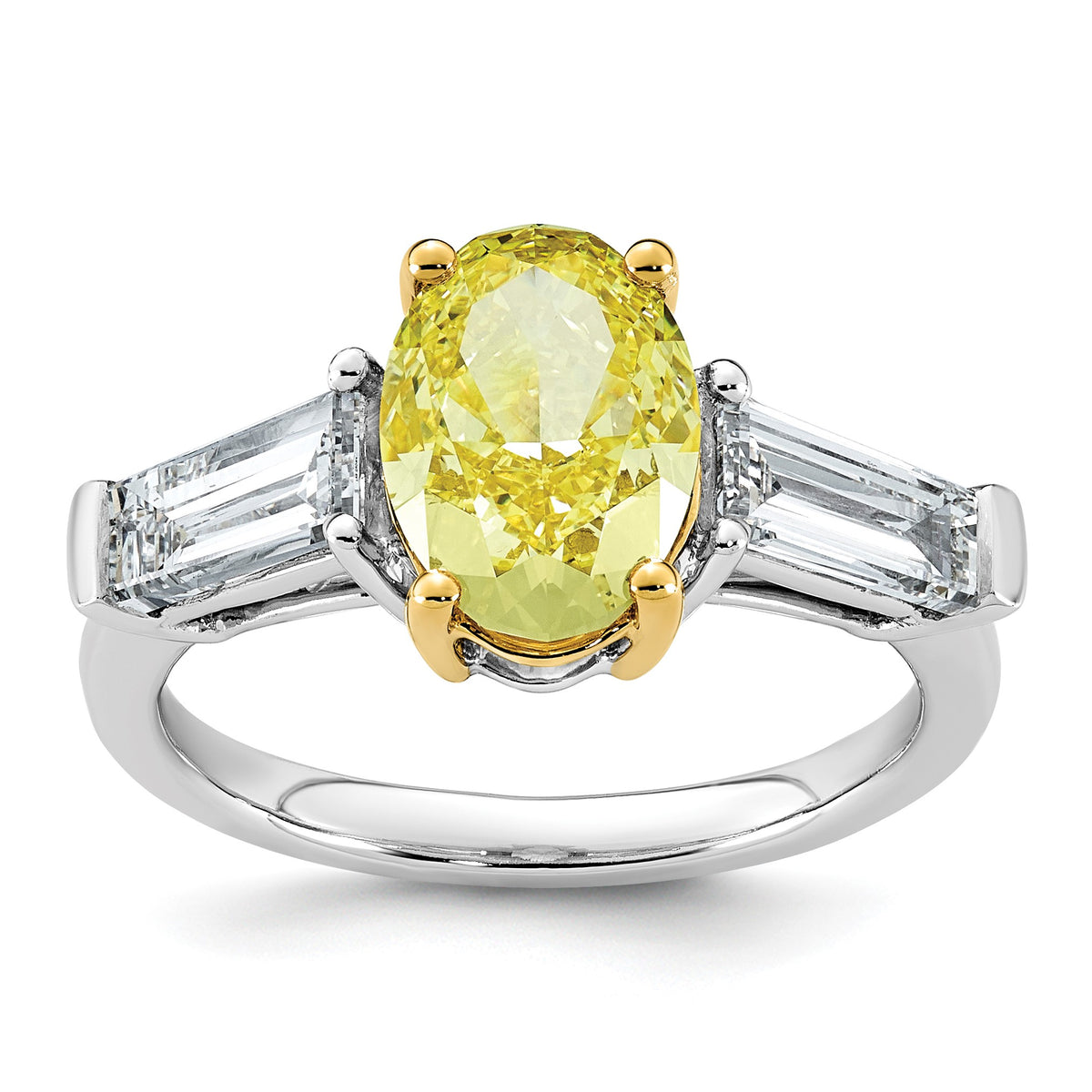 Oval Lab-Grown Diamond Baguette Engagement Ring in 14K Two-Tone Gold (4 1/2 ct. tw.), Size 7 - Sophia Jewelers Main image