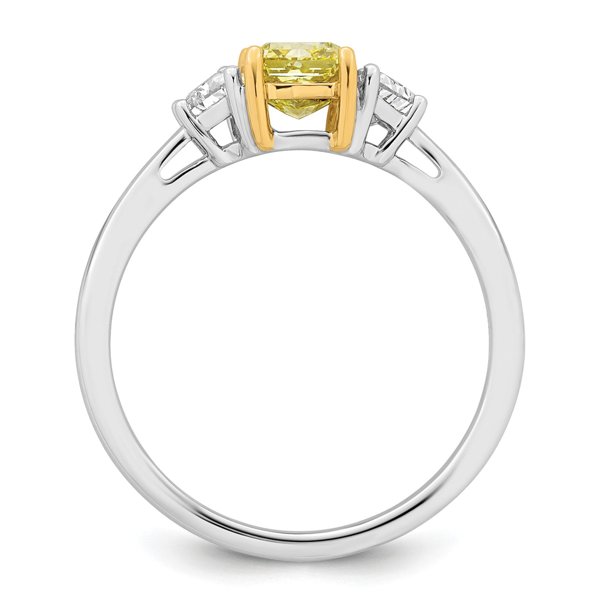 Radiant Lab-Grown Diamond Half Moon Engagement Ring in 14K Two-Tone Gold (1 1/2 ct. tw.), Size 7 - Sophia Jewelers