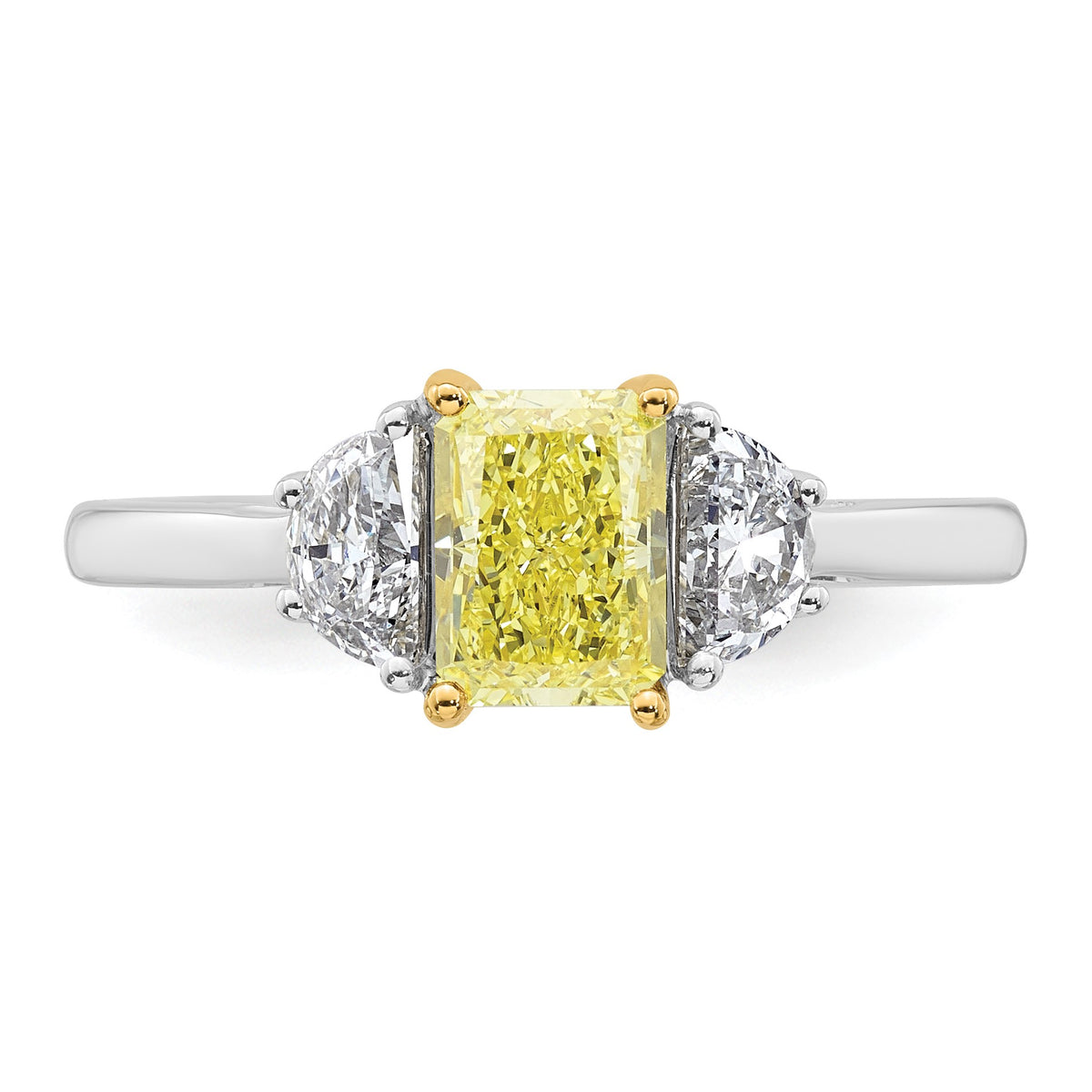 Radiant Lab-Grown Diamond Half Moon Engagement Ring in 14K Two-Tone Gold (1 1/2 ct. tw.), Size 7 - Sophia Jewelers