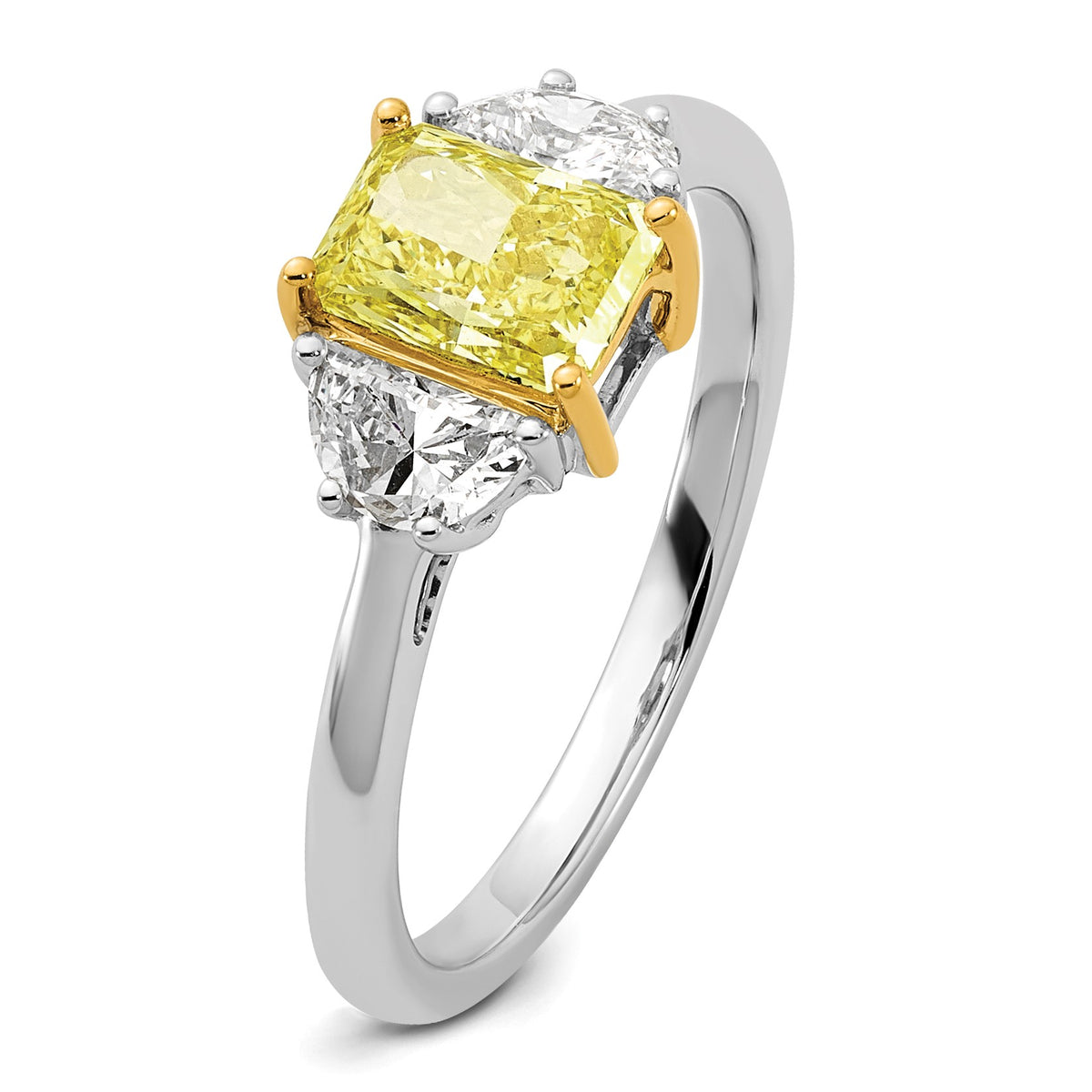 Radiant Lab-Grown Diamond Half Moon Engagement Ring in 14K Two-Tone Gold (1 1/2 ct. tw.), Size 7 - Sophia Jewelers