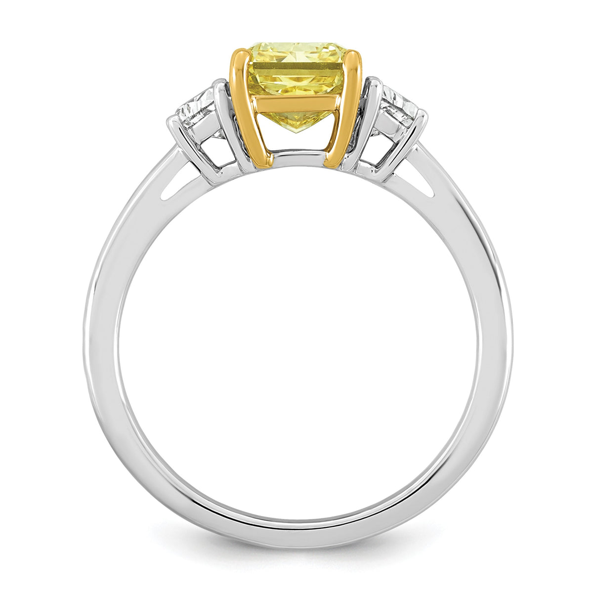Radiant Lab-Grown Diamond Half Moon Engagement Ring in 14K Two-Tone Gold (2 3/4 ct. tw.), Size 7 - Sophia Jewelers
