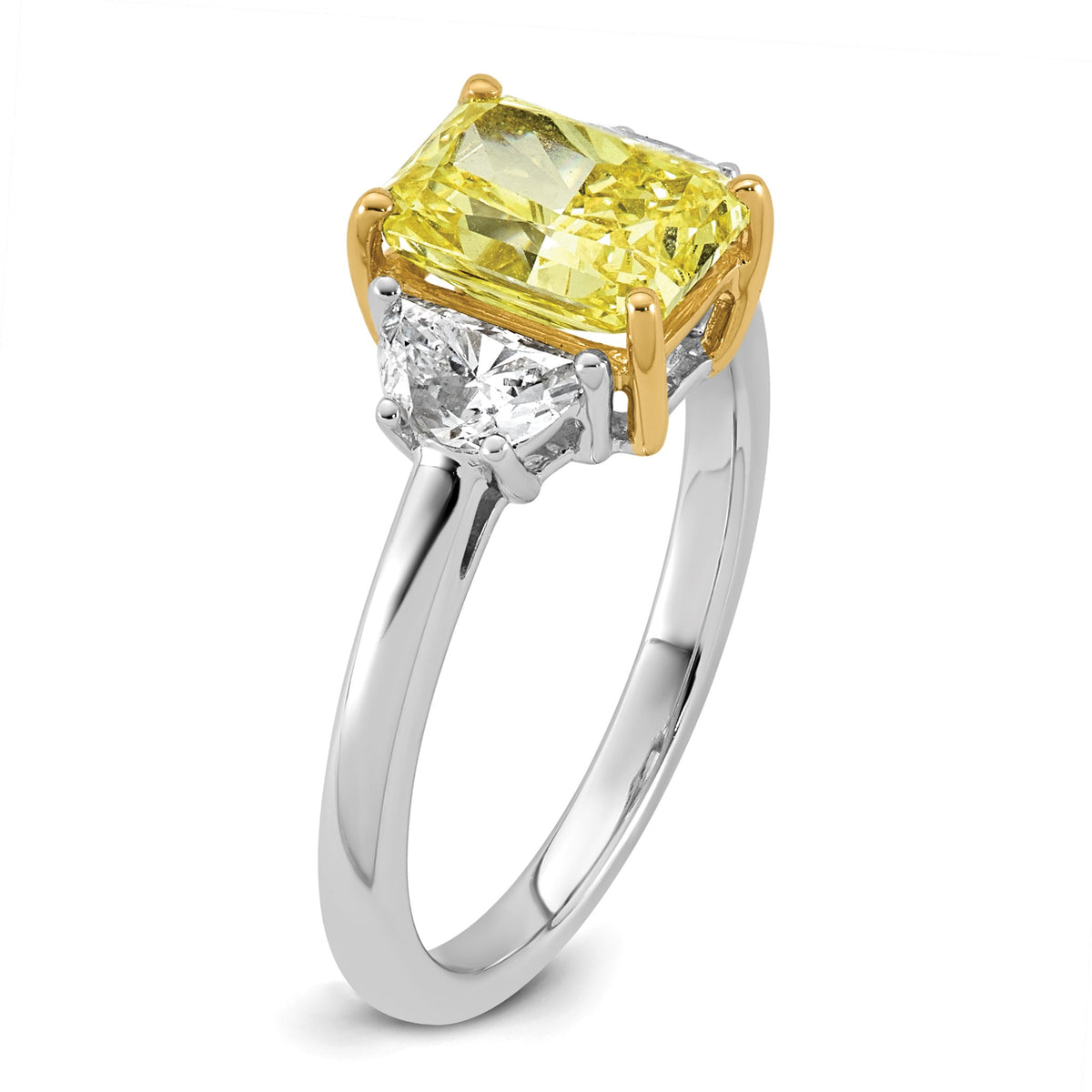 Radiant Lab-Grown Diamond Half Moon Engagement Ring in 14K Two-Tone Gold (2 3/4 ct. tw.), Size 7 - Sophia Jewelers