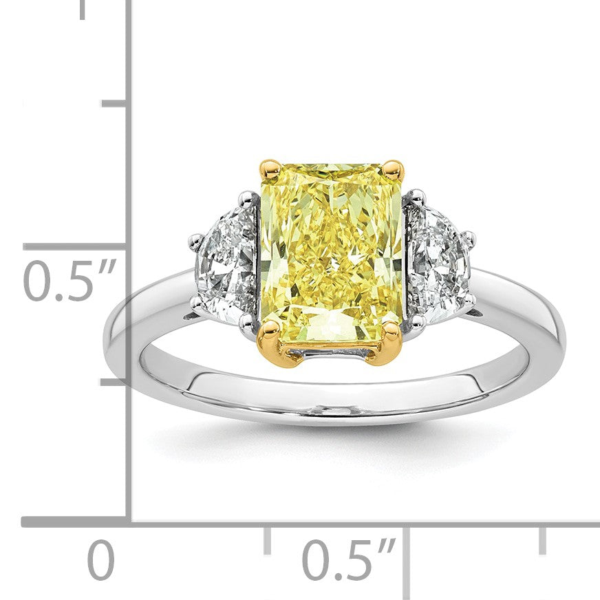 Radiant Lab-Grown Diamond Half Moon Engagement Ring in 14K Two-Tone Gold (2 3/4 ct. tw.), Size 7 - Sophia Jewelers