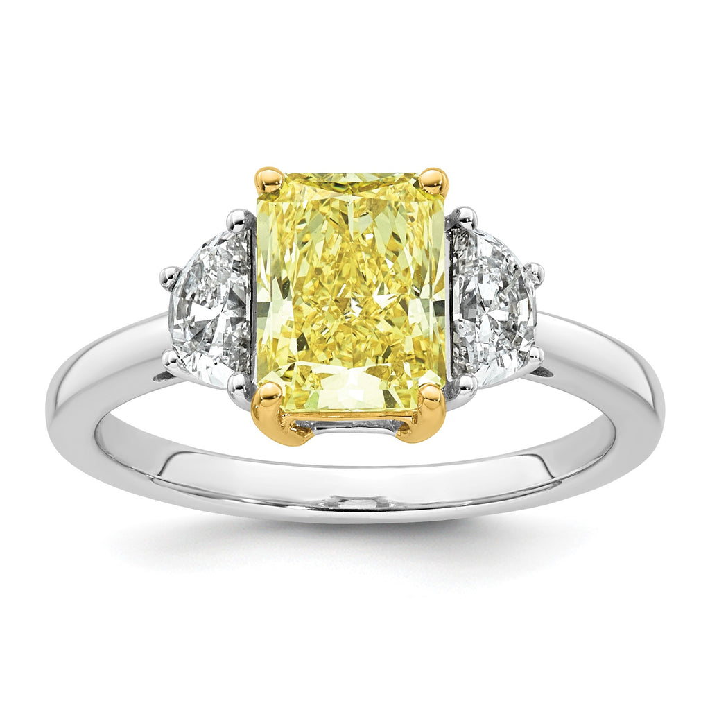 Radiant Lab-Grown Diamond Half Moon Engagement Ring in 14K Two-Tone Gold (2 3/4 ct. tw.), Size 7 - Sophia Jewelers
