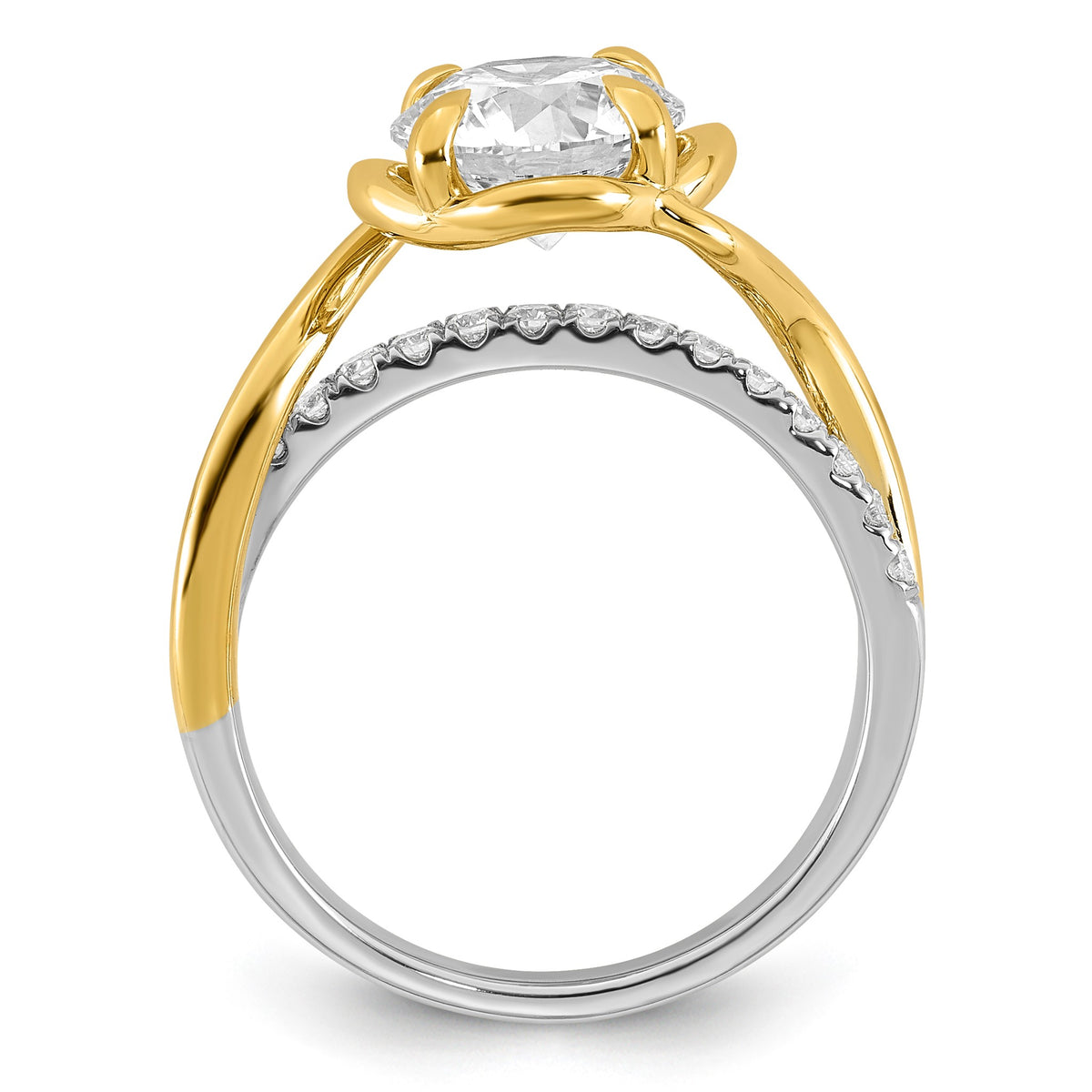 Round Center Lab-Grown Diamond Ring in 14K Two-Tone Gold (2.38 ct. tw.), Size 7 - Sophia Jewelers