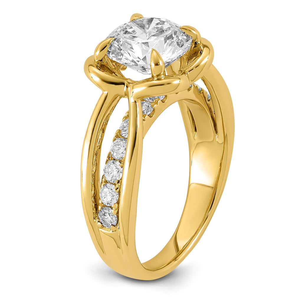 Round Center Lab-Grown Diamond Ring in 14K Yellow Gold (3.11 ct. tw.), Size 7 - Sophia Jewelers