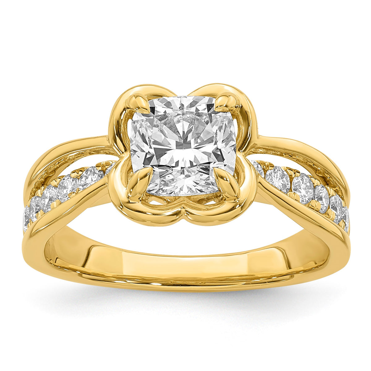 Cushion Center Lab-Grown Diamond Ring in 14K Yellow Gold (1.88 ct. tw.), Size 7 - Sophia Jewelers