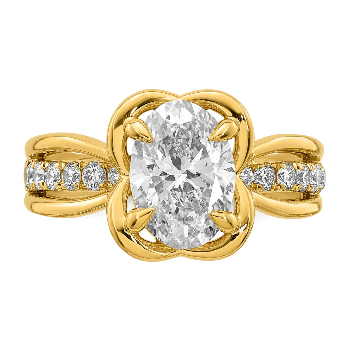 Oval Center Lab-Grown Diamond Ring in 14K Yellow Gold (2.44 ct. tw.), Size 7 - Sophia Jewelers