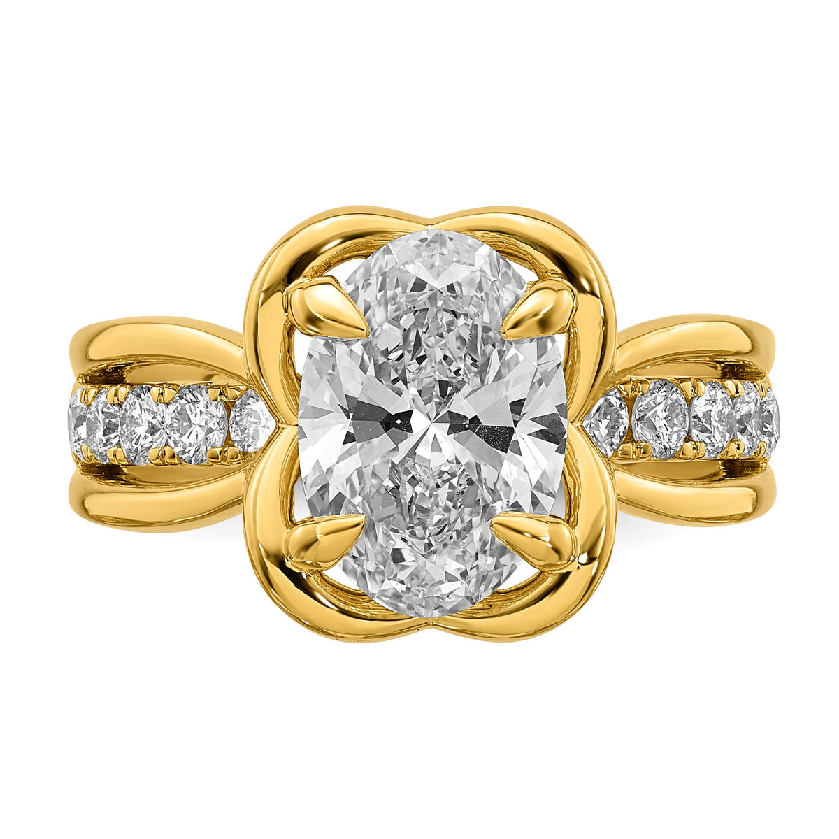 Oval Center Lab-Grown Diamond Ring in 14K Yellow Gold (3.11 ct. tw.), Size 7 - Sophia Jewelers