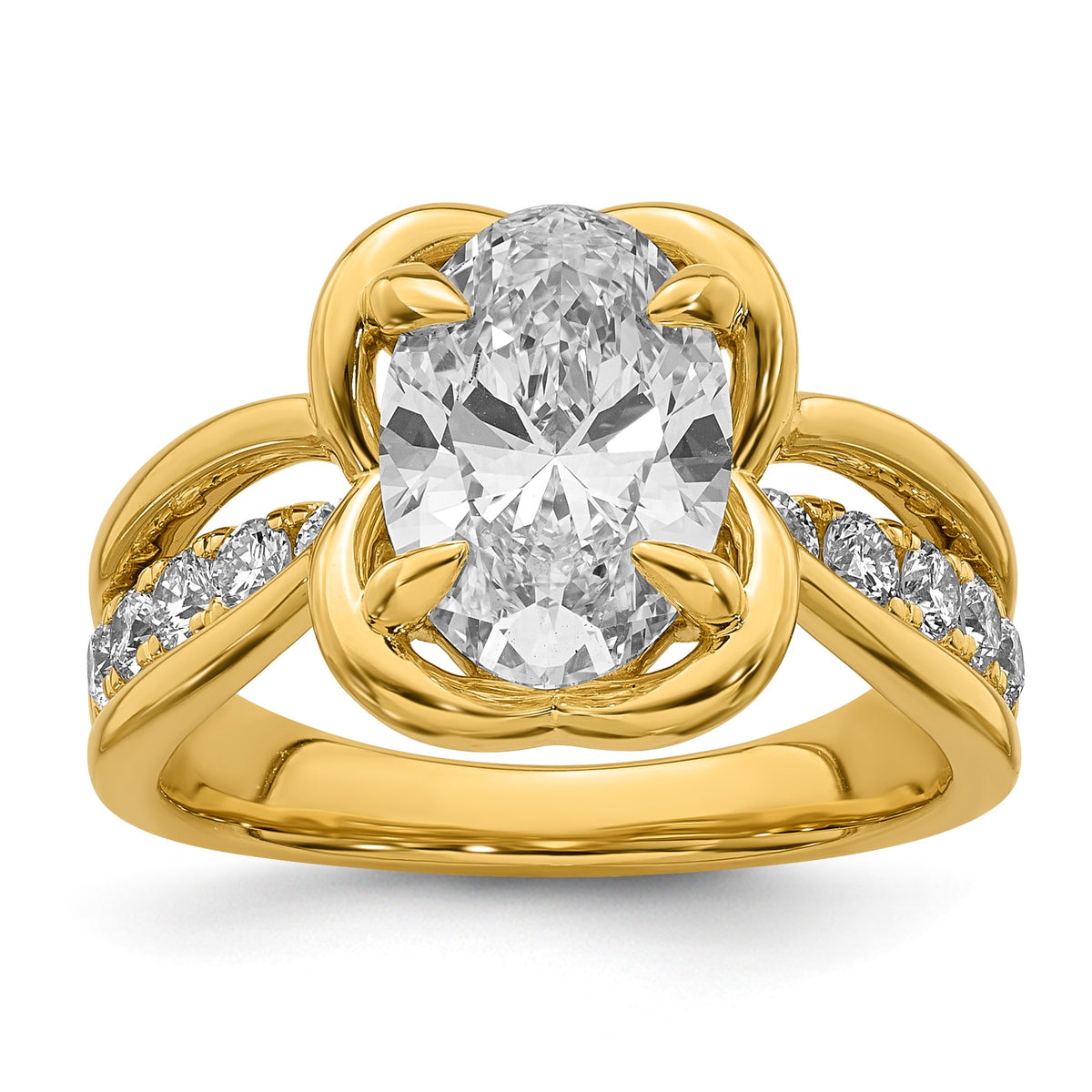 Oval Center Lab-Grown Diamond Ring in 14K Yellow Gold (3.11 ct. tw.), Size 7 - Sophia Jewelers