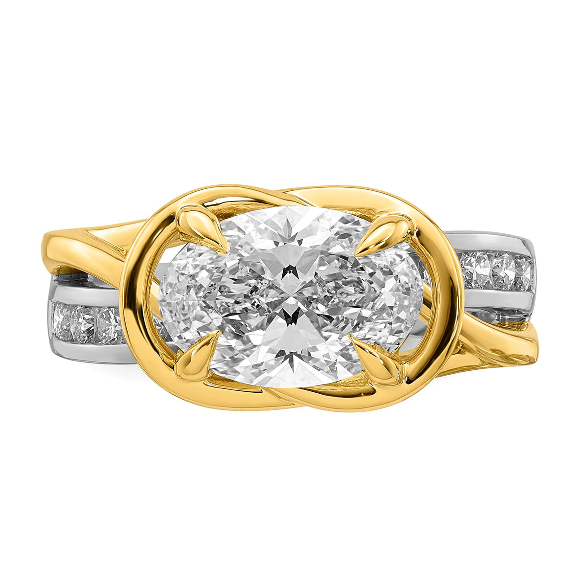 Oval Center Lab-Grown Diamond Ring in 14K Two-Tone Gold (3.01 ct. tw.), Size 7 - Sophia Jewelers