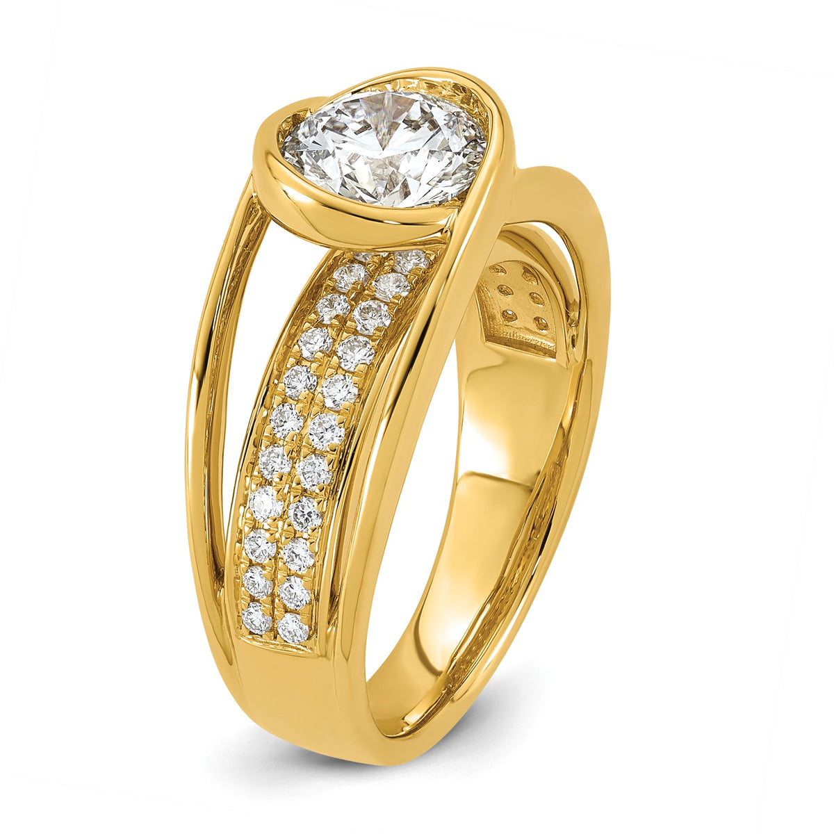 Round Center Lab-Grown Diamond Ring in 14K Yellow Gold (1.9 ct. tw.), Size 7 - Sophia Jewelers
