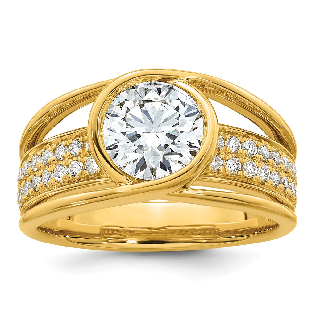 Round Center Lab-Grown Diamond Ring in 14K Yellow Gold (1.9 ct. tw.), Size 7 - Sophia Jewelers