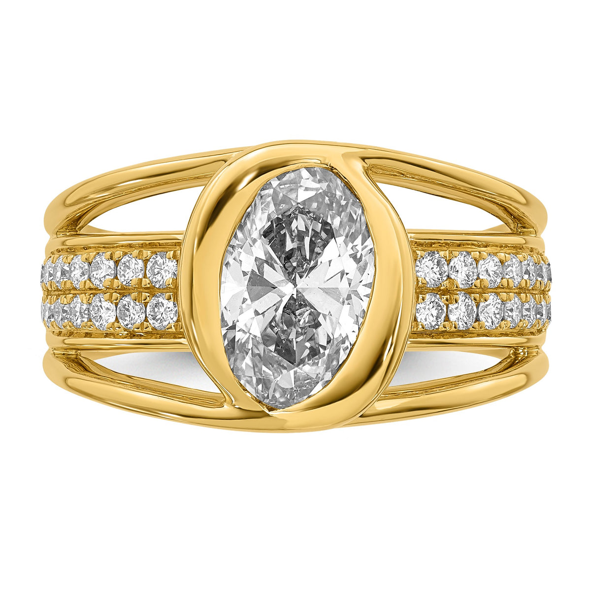 Oval Center Lab-Grown Diamond Ring in 14K Yellow Gold (2.45 ct. tw.), Size 7 - Sophia Jewelers