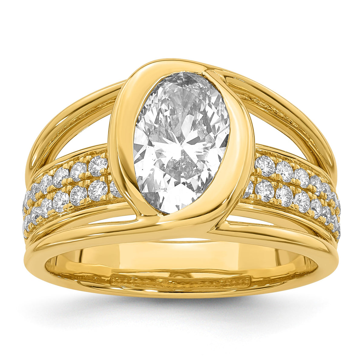 Oval Center Lab-Grown Diamond Ring in 14K Yellow Gold (2.45 ct. tw.), Size 7 - Sophia Jewelers
