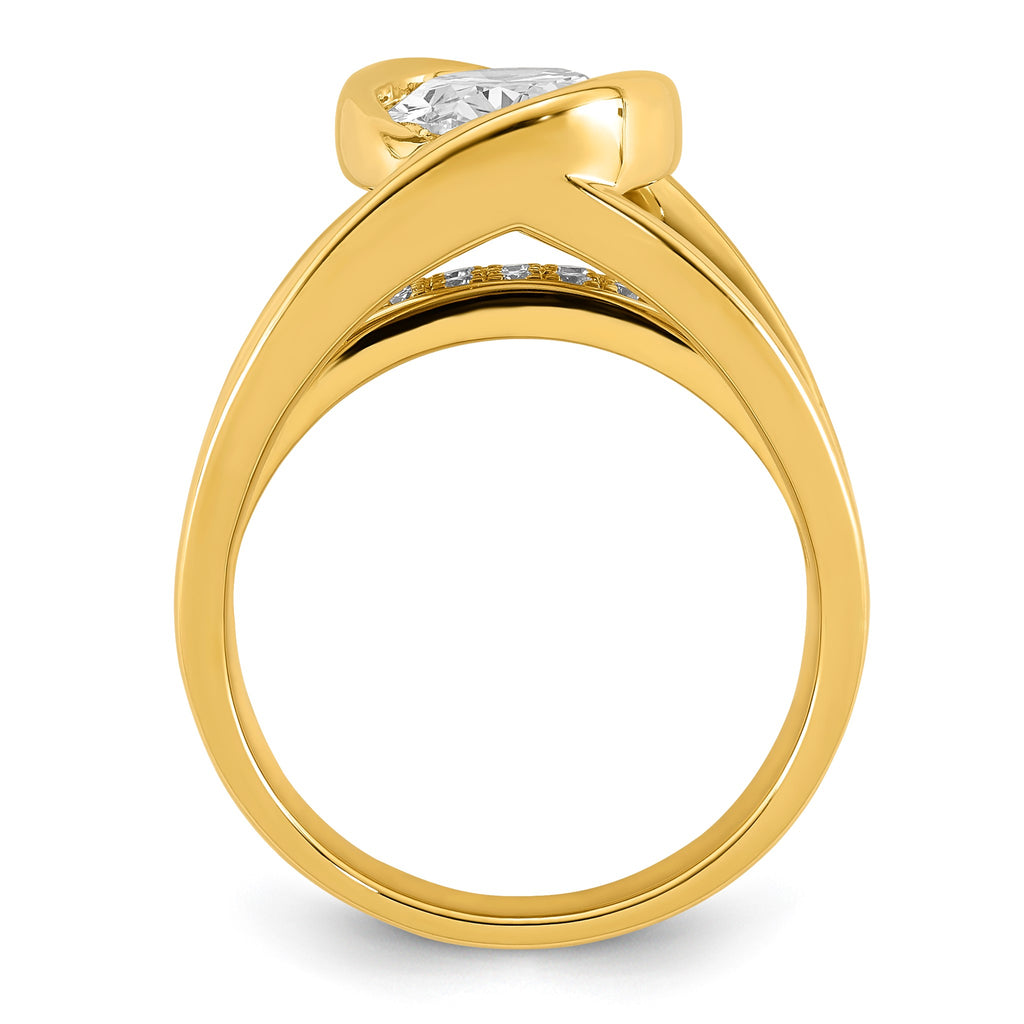 Oval Center Lab-Grown Diamond Ring in 14K Yellow Gold (3.01 ct. tw.), Size 7 - Sophia Jewelers