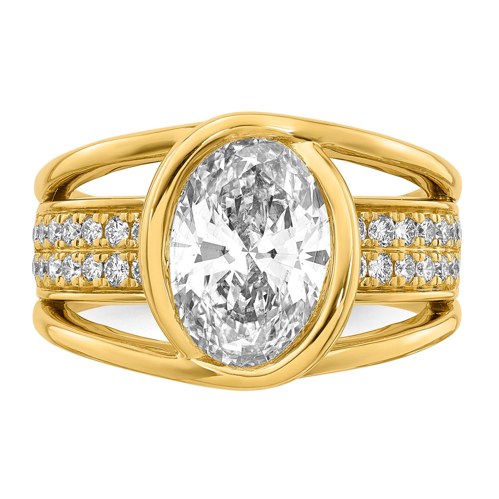 Oval Center Lab-Grown Diamond Ring in 14K Yellow Gold (3.01 ct. tw.), Size 7 - Sophia Jewelers