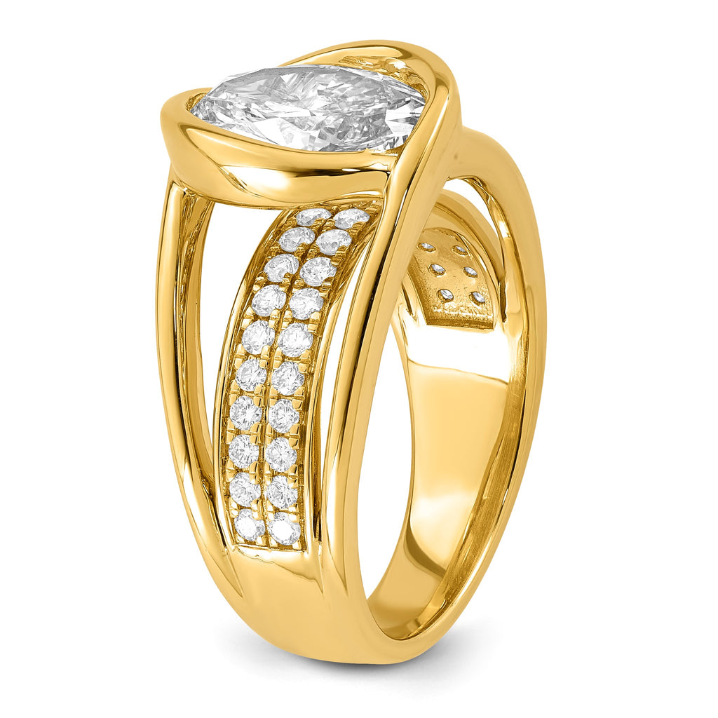 Oval Center Lab-Grown Diamond Ring in 14K Yellow Gold (3.01 ct. tw.), Size 7 - Sophia Jewelers