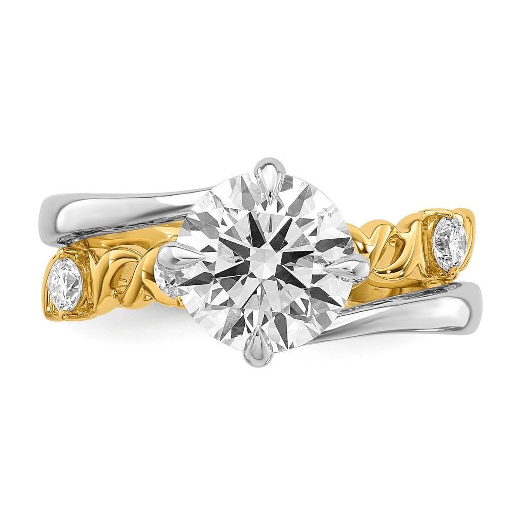 Round Center Lab-Grown Diamond Ring in 14K Two-Tone Gold (2.26 ct. tw.), Size 7 - Sophia Jewelers