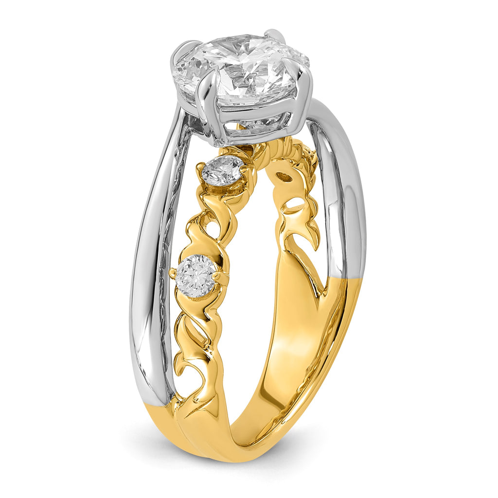 Round Center Lab-Grown Diamond Ring in 14K Two-Tone Gold (2.26 ct. tw.), Size 7 - Sophia Jewelers