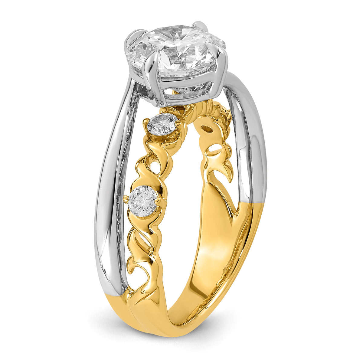Round Center Lab-Grown Diamond Ring in 14K Two-Tone Gold (2.26 ct. tw.), Size 7 - Sophia Jewelers