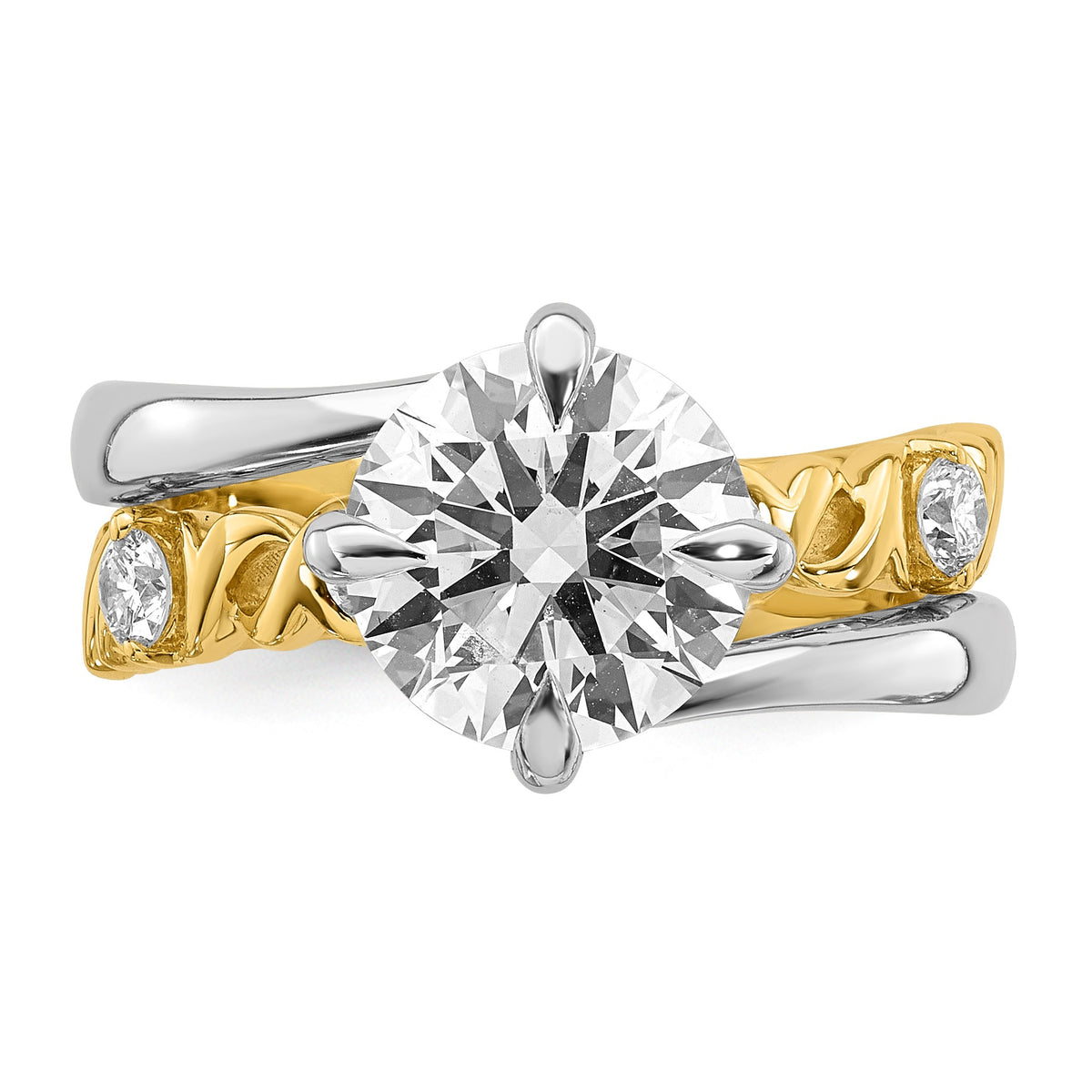 Round Center Lab-Grown Diamond Ring in 14K Two-Tone Gold (2.78 ct. tw.), Size 7 - Sophia Jewelers