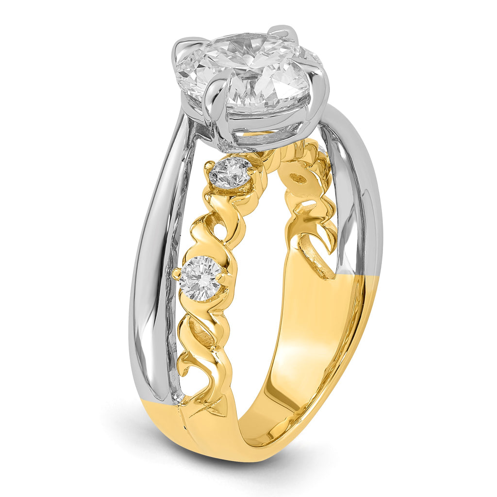 Round Center Lab-Grown Diamond Ring in 14K Two-Tone Gold (2.78 ct. tw.), Size 7 - Sophia Jewelers