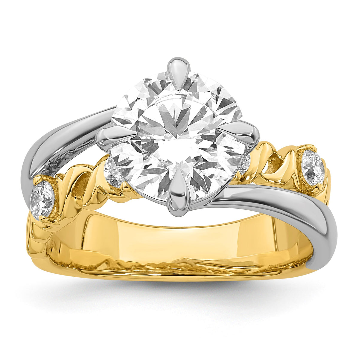 Round Center Lab-Grown Diamond Ring in 14K Two-Tone Gold (2.78 ct. tw.), Size 7 - Sophia Jewelers