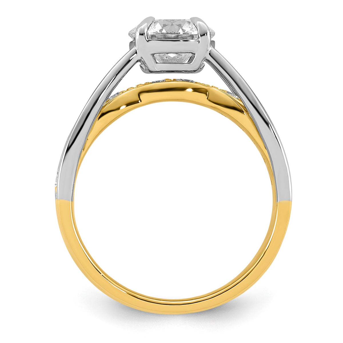 Round Center Lab-Grown Diamond Ring in 14K Two-Tone Gold (1.97 ct. tw.), Size 7 - Sophia Jewelers