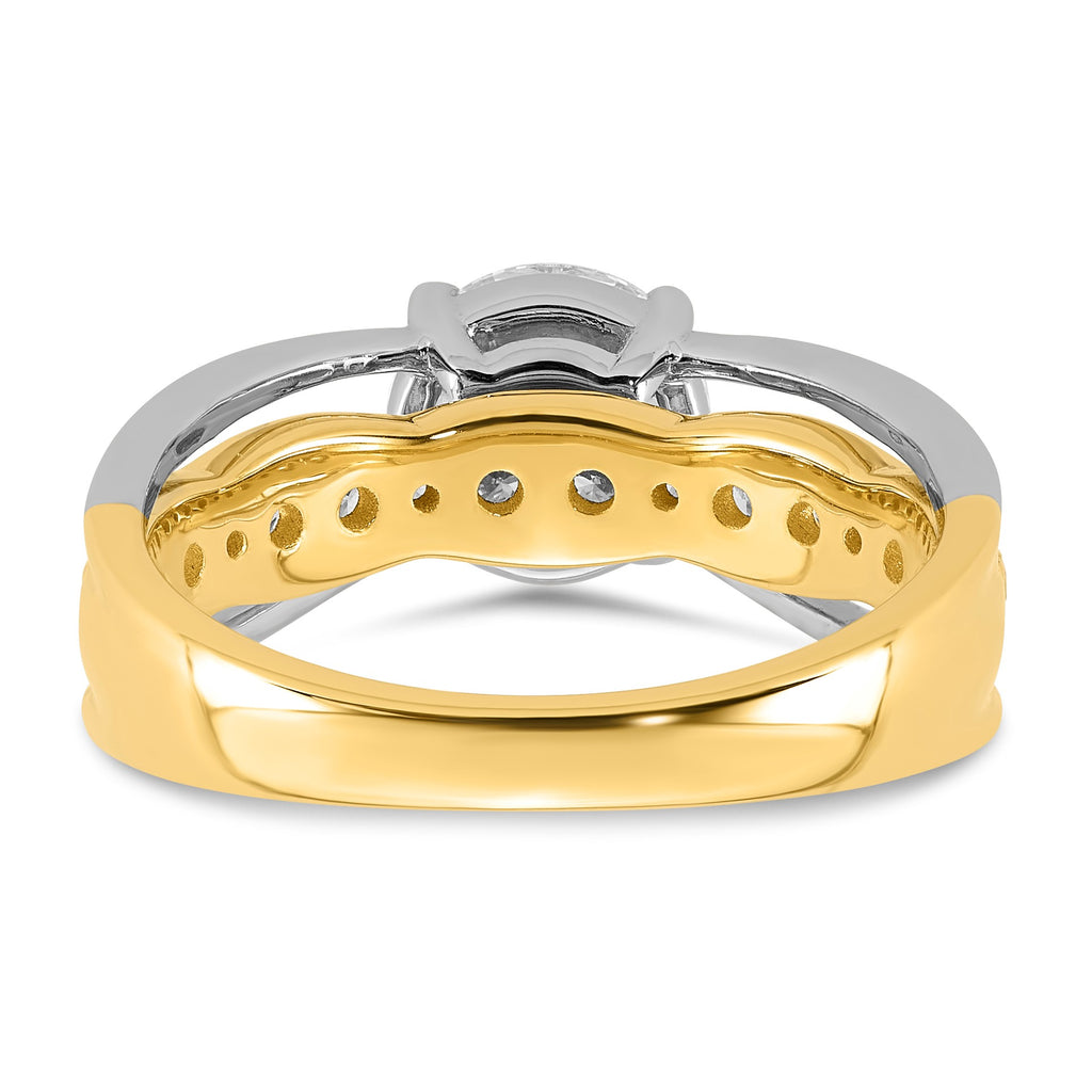 Round Center Lab-Grown Diamond Ring in 14K Two-Tone Gold (1.97 ct. tw.), Size 7 - Sophia Jewelers
