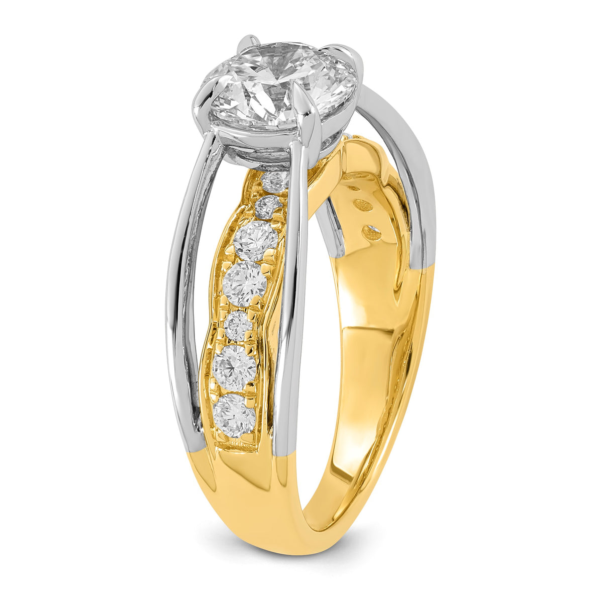 Round Center Lab-Grown Diamond Ring in 14K Two-Tone Gold (1.97 ct. tw.), Size 7 - Sophia Jewelers