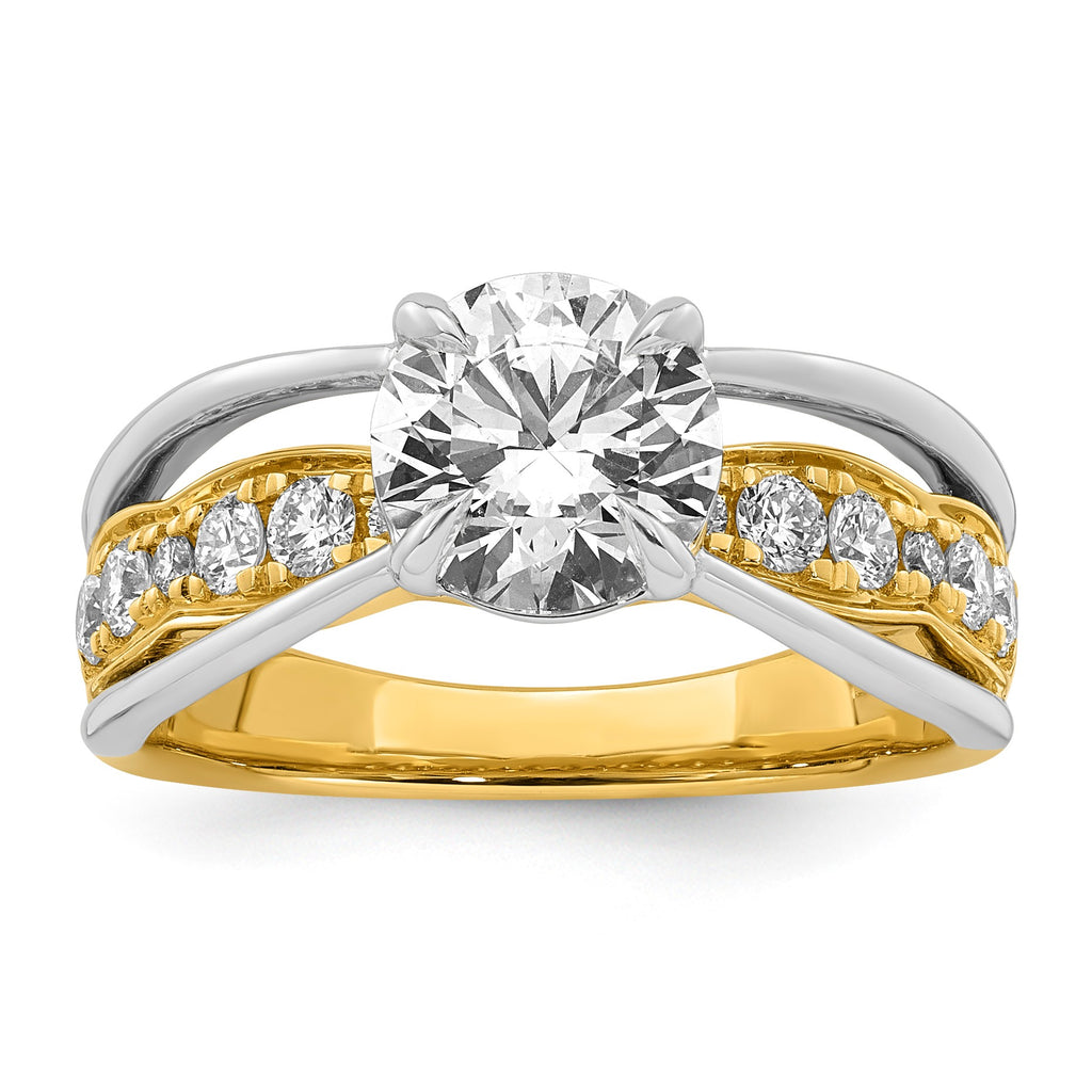 Round Center Lab-Grown Diamond Ring in 14K Two-Tone Gold (1.97 ct. tw.), Size 7 - Sophia Jewelers