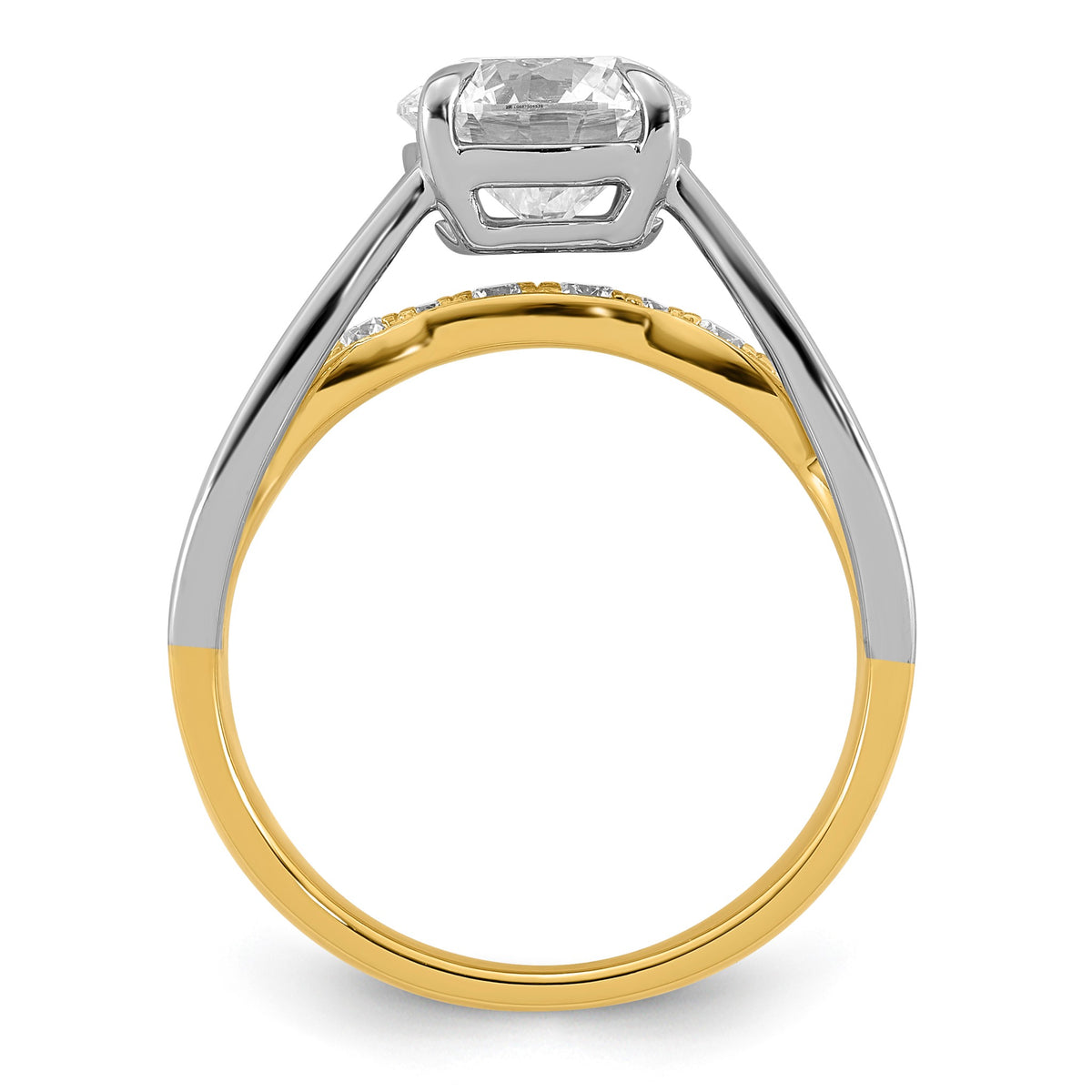 Round Center Lab-Grown Diamond Ring in 14K Two-Tone Gold (2.49 ct. tw.), Size 7 - Sophia Jewelers
