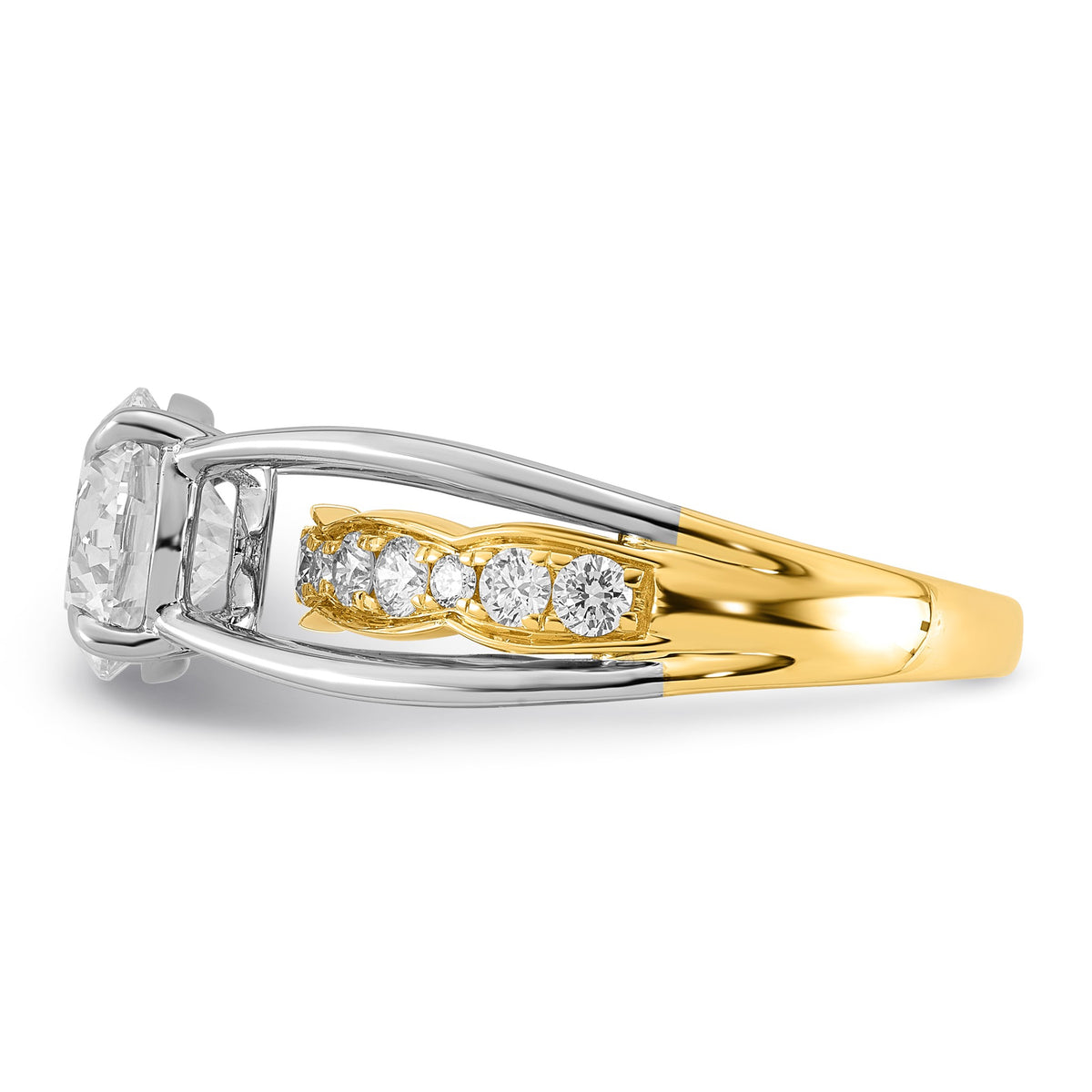 Round Center Lab-Grown Diamond Ring in 14K Two-Tone Gold (2.49 ct. tw.), Size 7 - Sophia Jewelers