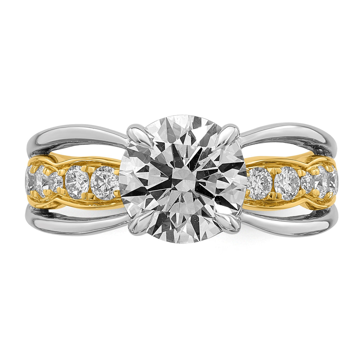 Round Center Lab-Grown Diamond Ring in 14K Two-Tone Gold (2.49 ct. tw.), Size 7 - Sophia Jewelers