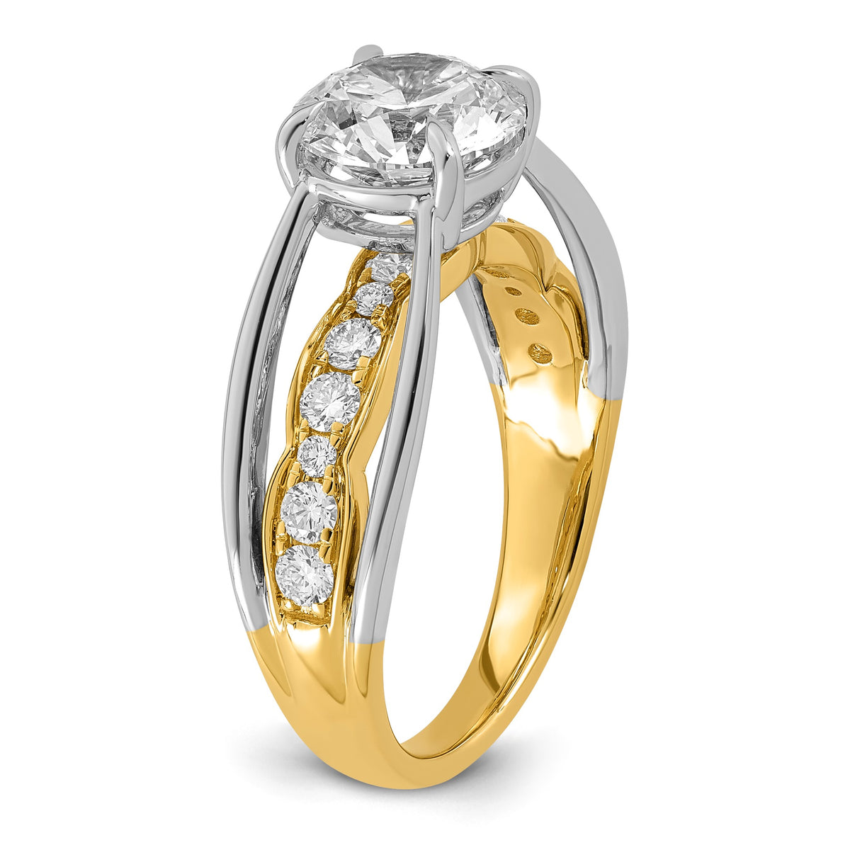 Round Center Lab-Grown Diamond Ring in 14K Two-Tone Gold (2.49 ct. tw.), Size 7 - Sophia Jewelers